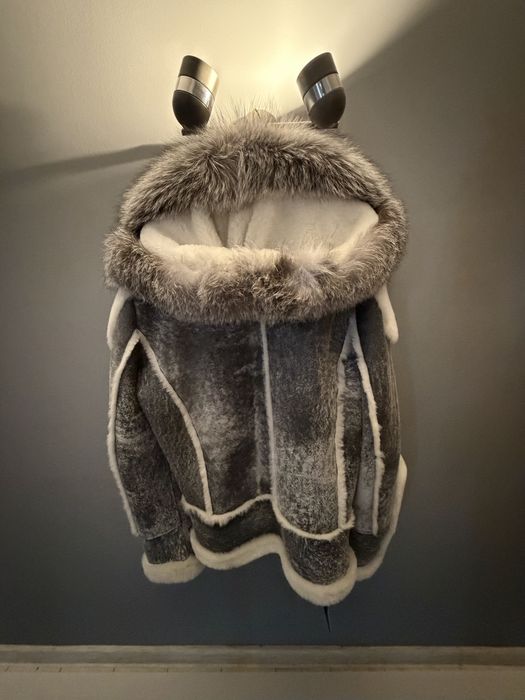 Haină de blană naturală de miel și vulpe de la Carolina Design