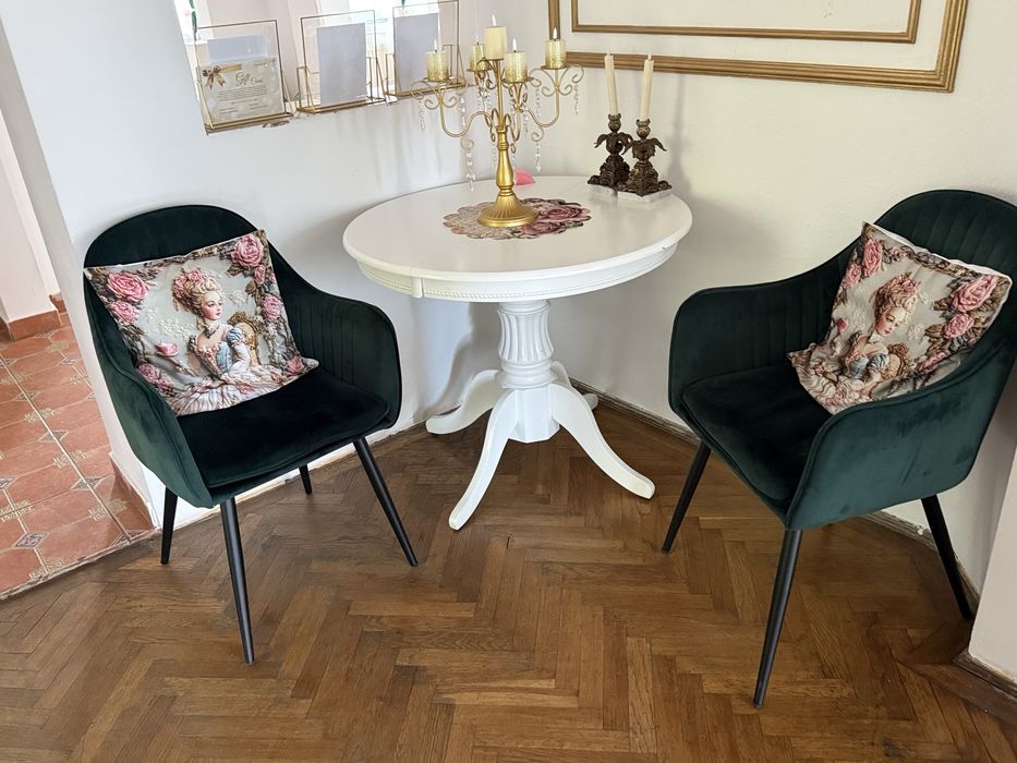 Scaun tapitat cu catifea, 63x60x85 cm, verde