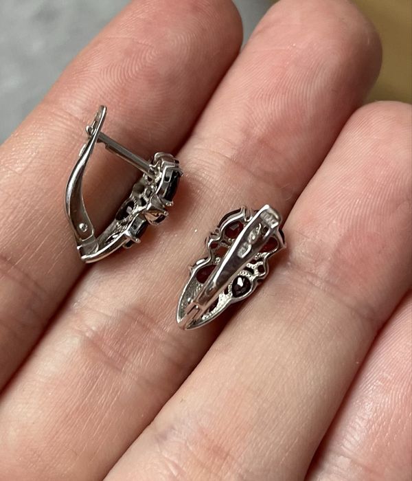 Сребърни обеци 925 с топаз и с рубини от личната ми колекция