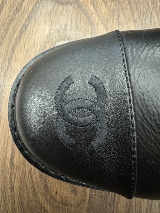 Chanel lace up black boots