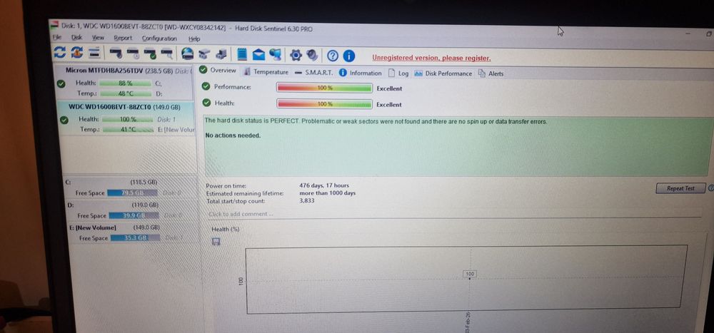 HDD Western Digital 160 gb 100% performance&health