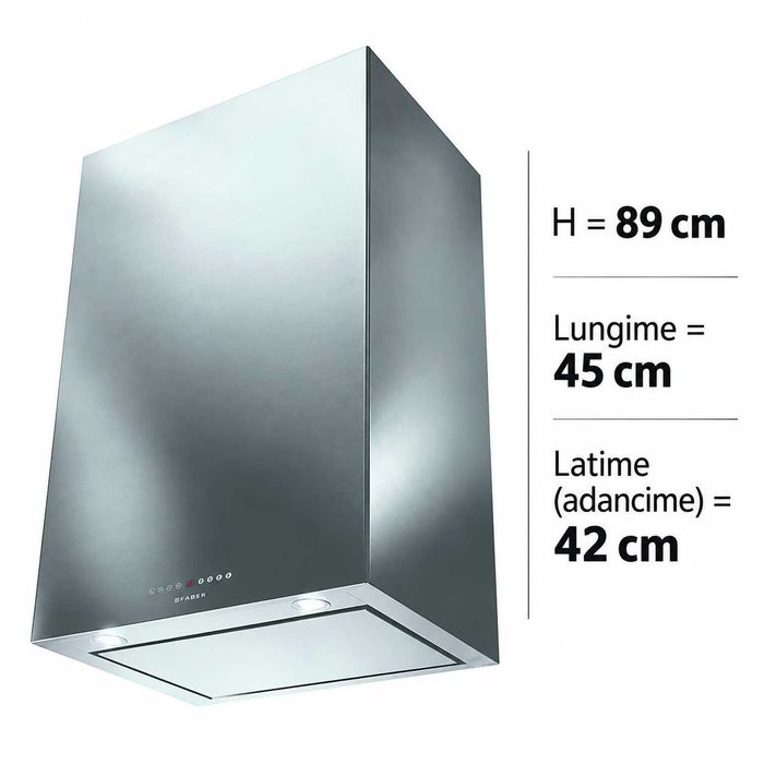 Hota decorativa FABER CUBIA HIP X A60 cm ACTIVE/WHITE GLOSS ACTIVE, inox/alb