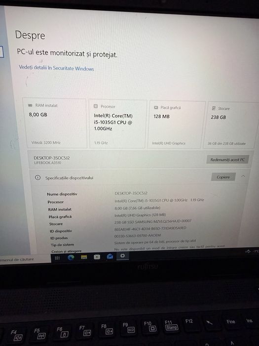 Fujitsu Lifebook a3510 i5 1035 8gb 256gb nvme