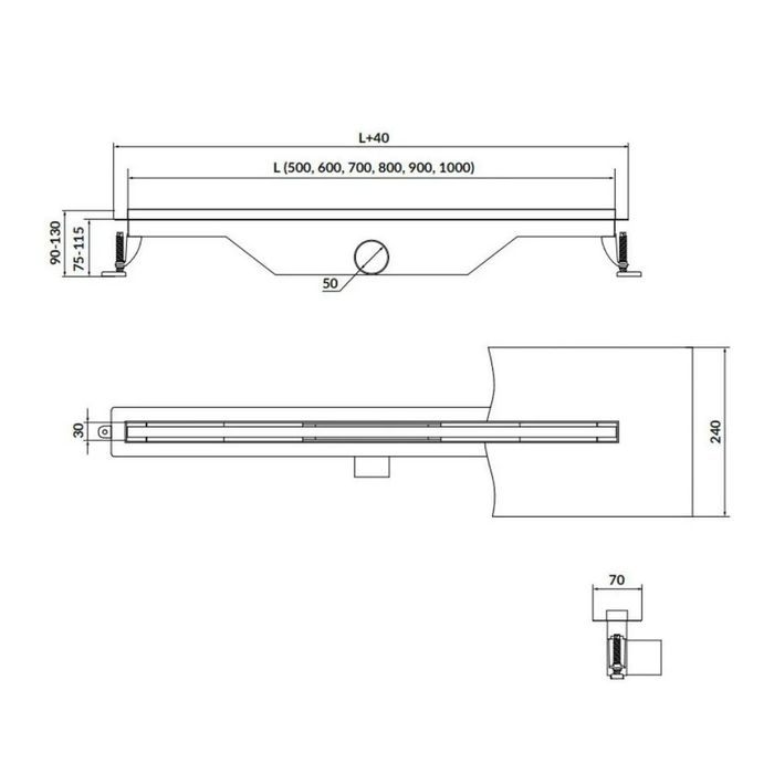 Rigola de dus Cersanit Slim 70 cm