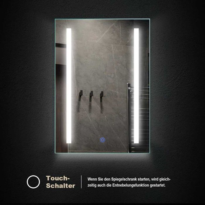 Шкаф за баня с огледало и една врата с ЛЕД LED осветление алуминий