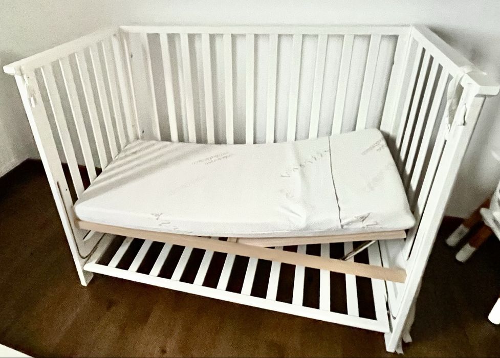 Patut Cosleeping Contact Art cu 2 laterale culisante Azzurra Design 3 in 1 cu saltea si suport antireflux, 116x62
