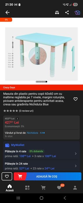 Masa reglabila pe inaltime si Scaun Mickey Mouse