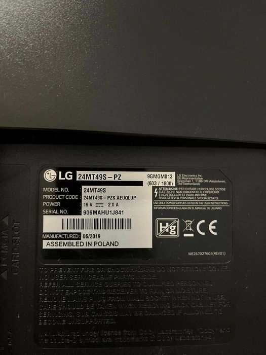 Телевизор/Монитор LG, 24 инча