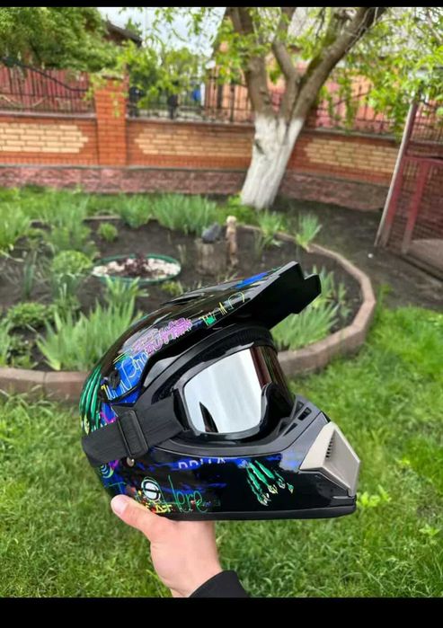 Casca moto cross enduro  +ochelari