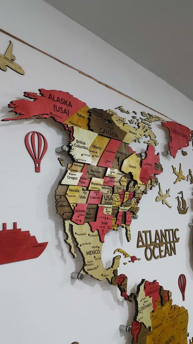 3D Yog‘och Dunyo Xaritalari, 3d karta mira, 3д карта мира