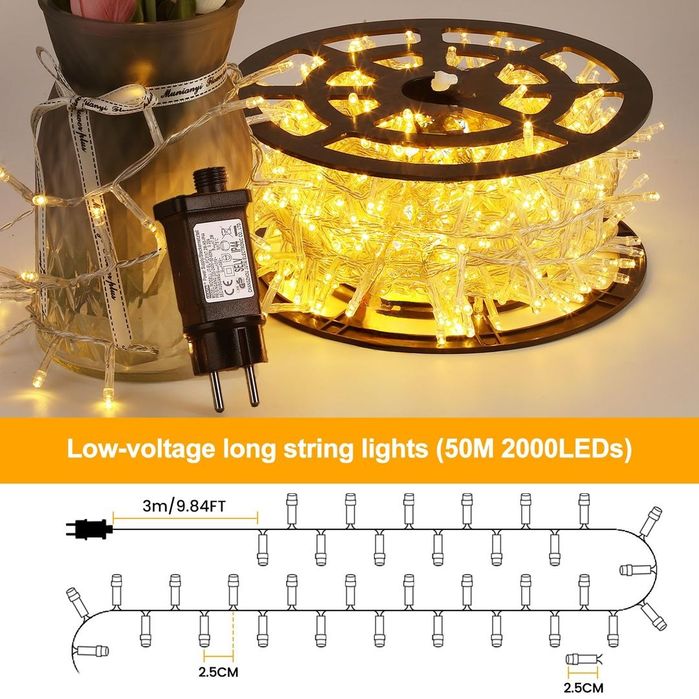 Elegear 50M LED Lumini de Crăciun pentru Exterior