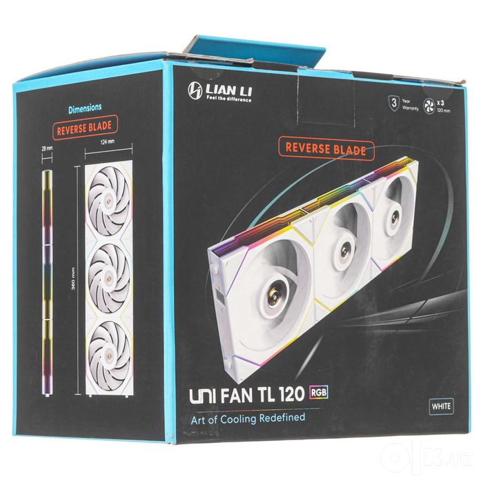 ' Вентилятор Lian Li UNI FAN TL FLEX 120 Reverse Blade White (3 pack)