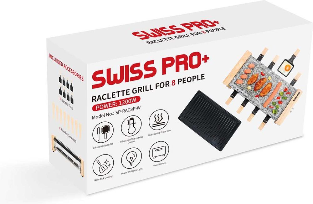 Gratar electric Swiss Pro+ - Gourmet Box - Raclette pentru 8 persoane