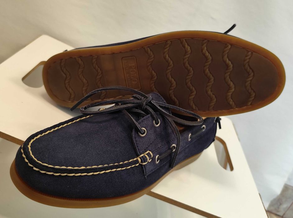 Pantofi sport casual 43.5 44 boat de lux Ralph Lauren NOI piele naturala suede navy
