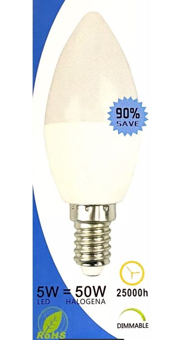 6 х LED Крушка 5W 25 000h Лампа Топло Бяла Светлина