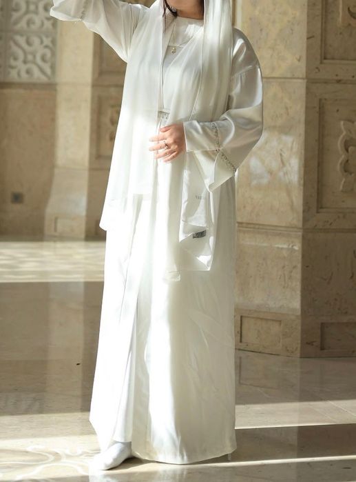 Белый абайка платье