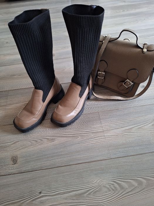 Дамски ботуши в комплект с чанта