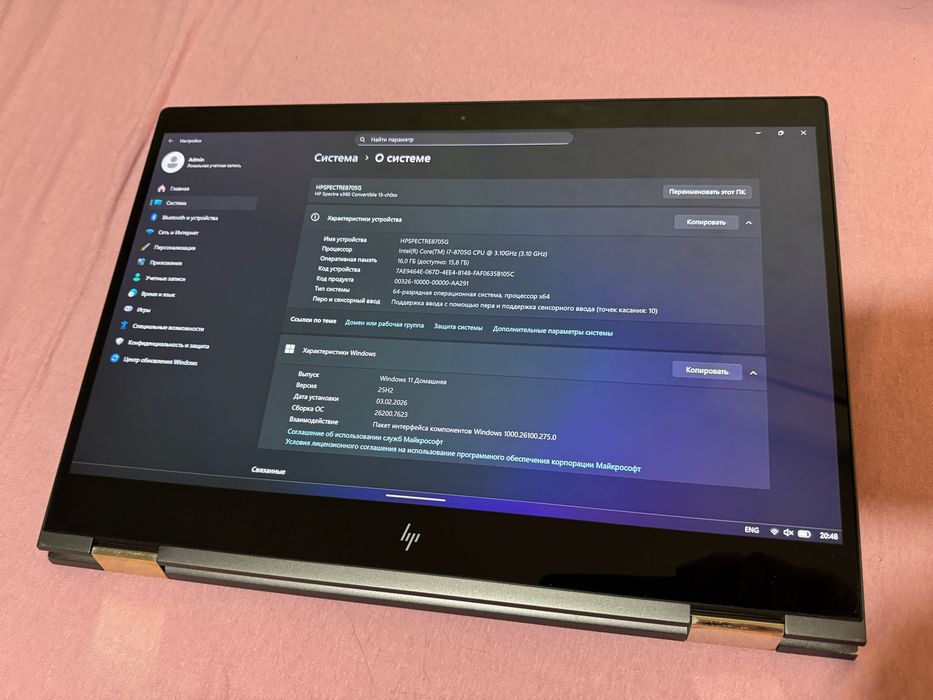 HP Spectre 15 x360 (i7-8705G/16Gb/256Gb/4Gb Radeon/15”4K IPS)