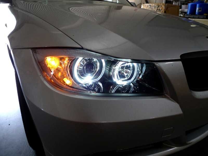 Faruri BMW E90 E91 Lupa Angel Eyes LED DEPO