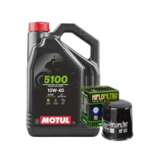 Kit schimb ulei moto Motul 7100 / 5100 10w40 si Hiflo HF204 / HF33