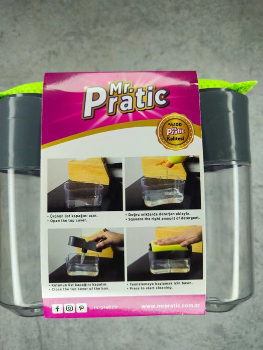 Dozator detergent vase cu burete – Mr. Pratic, rezervor integrat