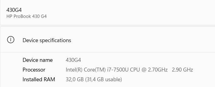 Продавам лаптоп HP430 G4, i7-7500U, 32Gb DDR4, 2x500Gb SSD