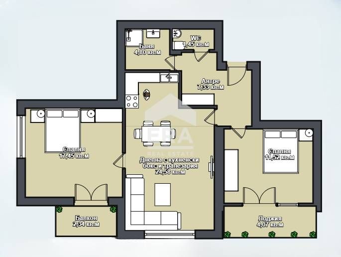 Тристаен апартамент в новострояща се кооперация в кв. Владиславово, гр