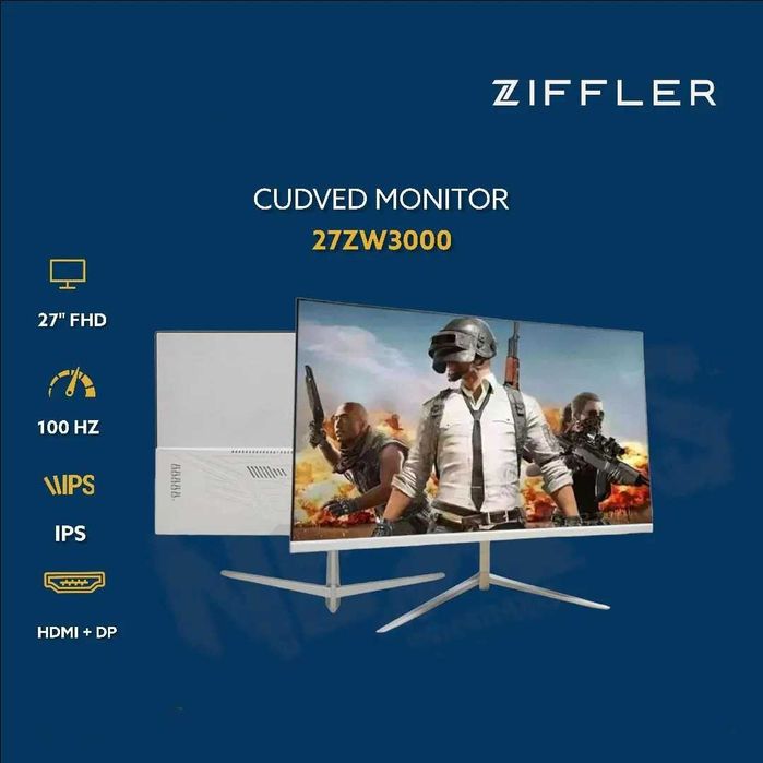 янги монитор Ziffler 27ZW3000 oq va Ziffler 27ZI3000 qora 27'' FHD IPS