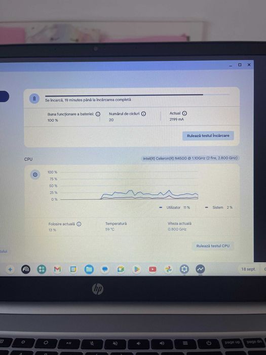 Laptop Chromebook HP 15" ca nou 10/10 20 cicluri de incarcare