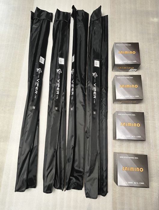 SET 4 Lansete Crap FL VIPER 3.90m 3.5 LBS + 4 Mulinete JS10000