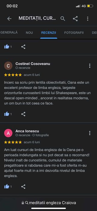 Meditatii curs Limba Engleza PERSONALIZAT 1 cursant CRAIOVA