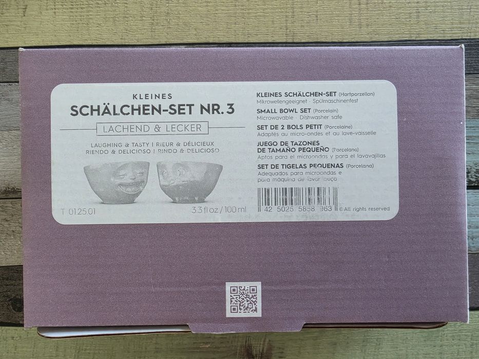 Bol portelan copii - Set 2 Mini Boluri Porțelan Tassen Nr. 3 – „Lachend & Lecker”, Nou la cutie