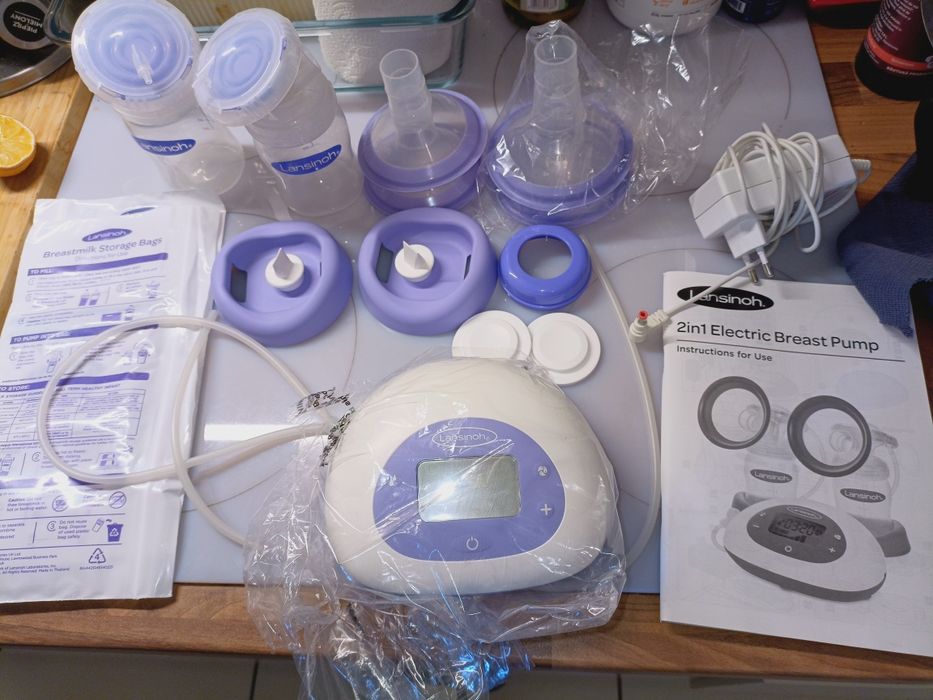 Pompa dubla de san Lansinoh completa /set pompa de san electrica  reîncărcabilă