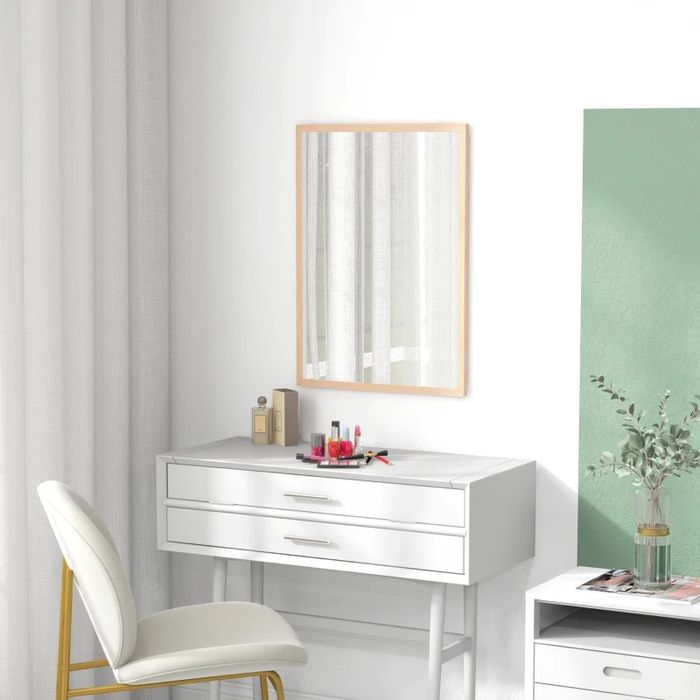 Стенно огледало HOMCOM 50x70см, дървена рамка, естествен цвят