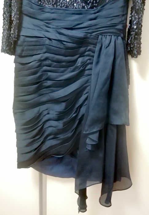 Rochie de seara eDressit S eleganta satin si bumbac cu paiete cu DEFECT