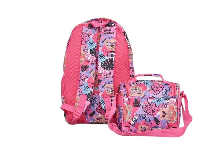 Комплект раница и чанта за храна Mercado Trade, За ученици, Розов