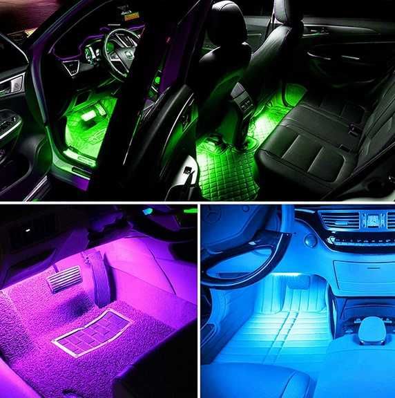 Интериорно LED амбиентно осветление за кола 12V RGB лента с дистанционно