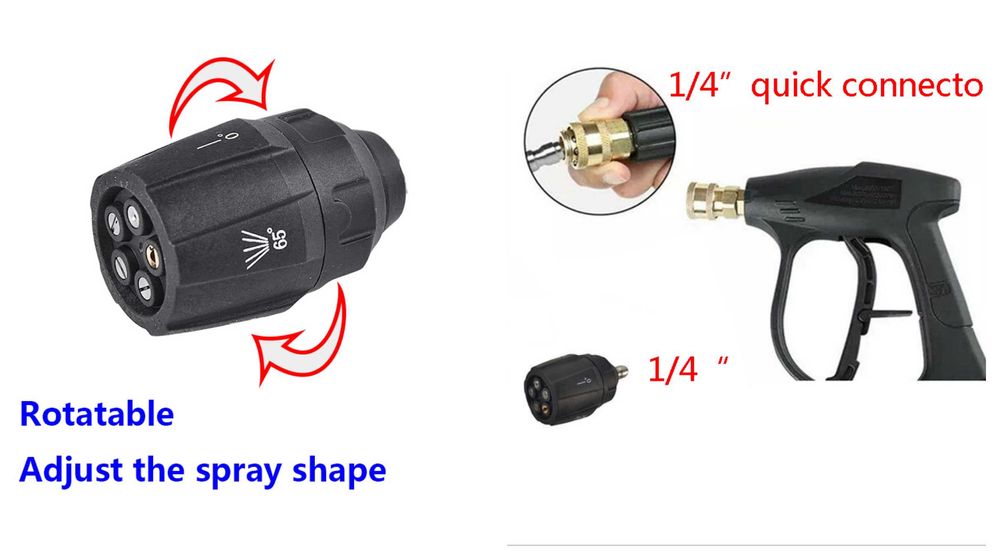 5-в-1 регулируема дюза за водоструйка с бърза връзка 1/4 Quick Connect