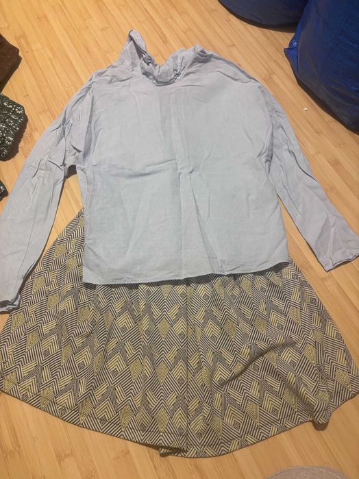 ZARA светлосиня риза + ефектна пола Francesca – комплект XS/S