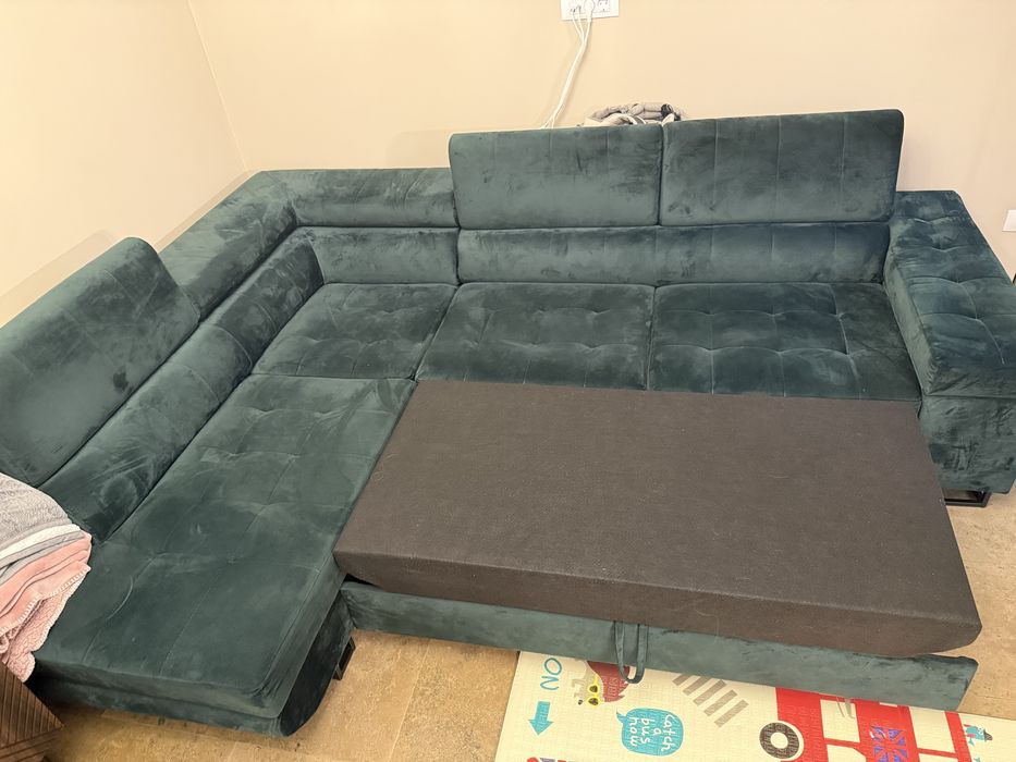 Coltar catifea extensibil cu lada