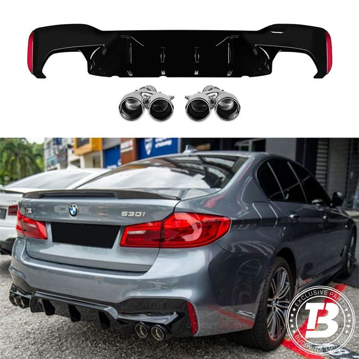 Difuzor Bara Spate cu Ornamente compatibil cu BMW Seria 5 G30 G31 M5 Design
