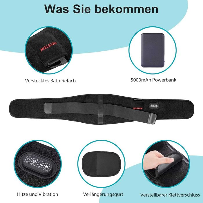 Безжичен затоплящ и вибриращ колан за кръст/корем с 5000 mAh батерия!