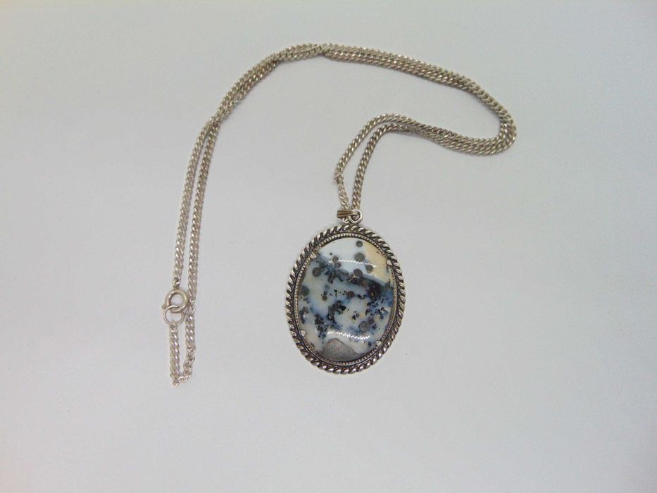 Lant lung si pandantiv din argint cu agat dentritic