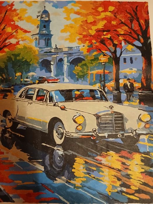 Nostalgie retro. Tablou pictat in acrilic. 40x50. Casetat si inramat