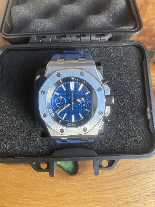 Seiko Mod Watch VK64 Quartz Blue Sport Dial