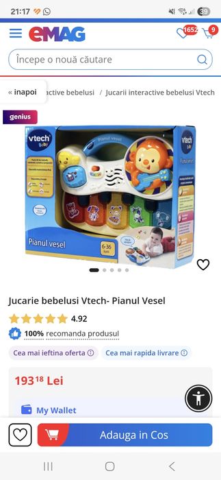 Set 2 jucarii interactice Pian vesel  catelus Vtech si buburuza intera