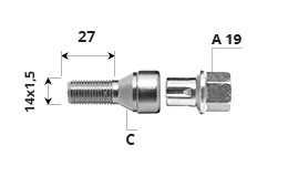 Секретни болтове за Volvo L27 M14x1.5C A19
