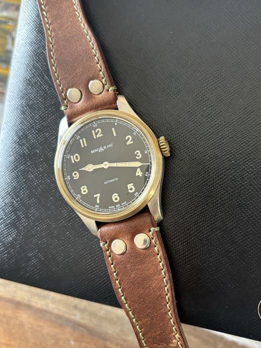 Montblanc-1858 мъжки швейцарски автомат,военен винтидж стил 44 мм фул