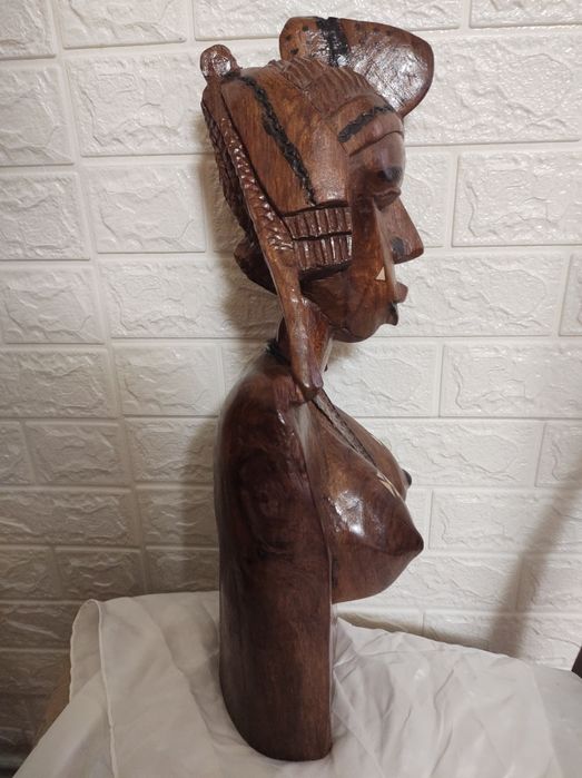 Statueta mare lemn indigen africa NUD FEMEIE AFRICANA H - 50 cm