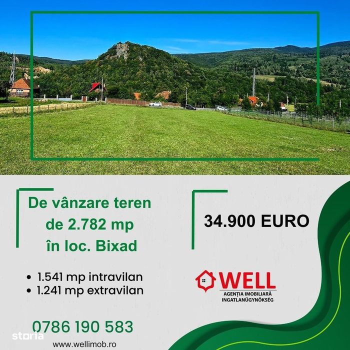 De vânzare teren de 2.782 mp în loc. Bixad